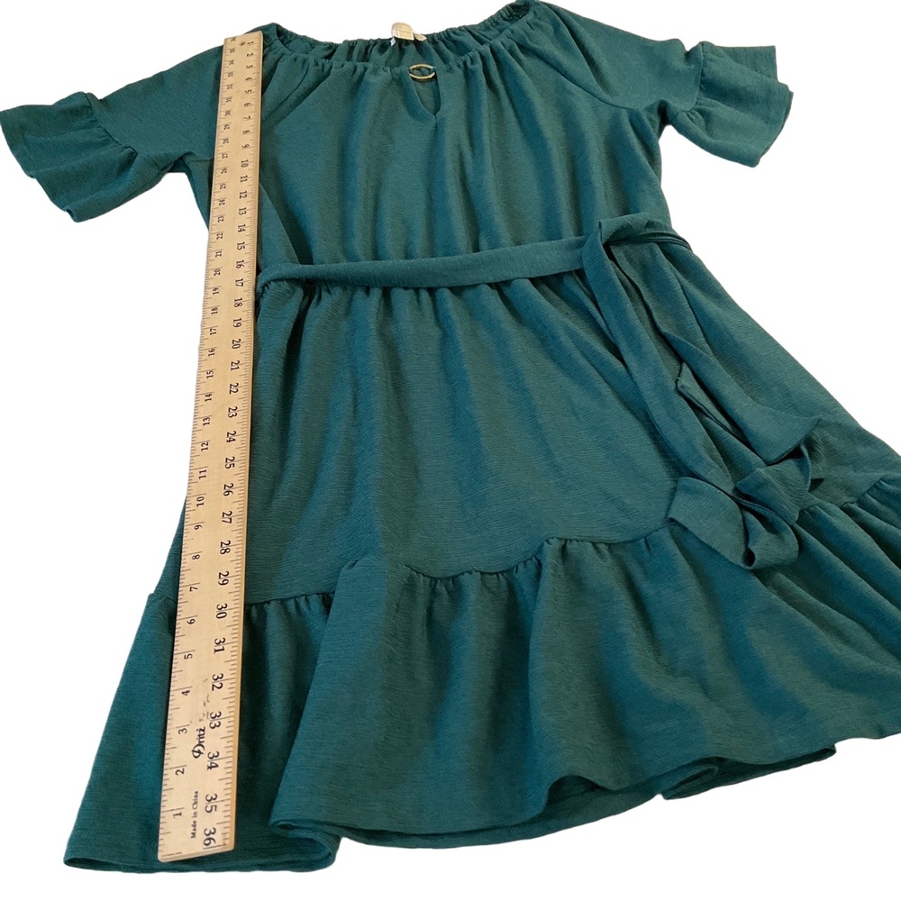 Michael‎ Kors Belted Off-Shoulder Dress Short Sleeves Ruffled Hem XL - Picture 3 of 6